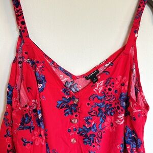 Torrid Womens Challis Top 1X Red Button Down Tie Front